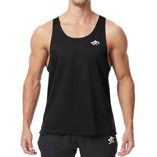 Herren Sleevele Tank Top Athletic Workout schnell trocknend Y-Back Bodybuilding Shirts Gym Muscle Vest Schwarz L von LORSPORTCH