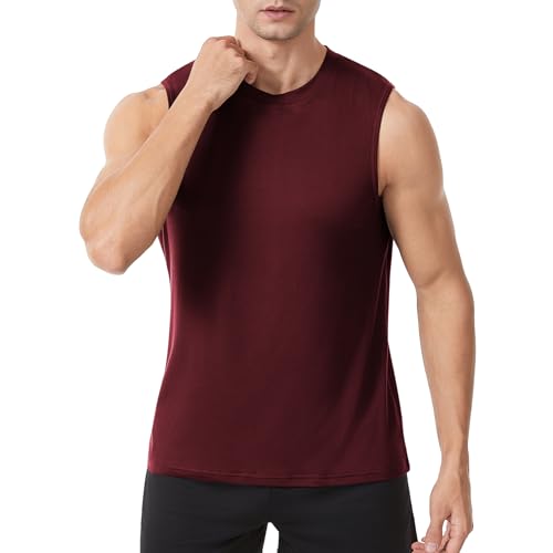 Herren Gym Tank Tops Workout Ärmellose Laufweste Athletisch Muskeltraining Bodybuilding Shirts Rot L von LORSPORTCH