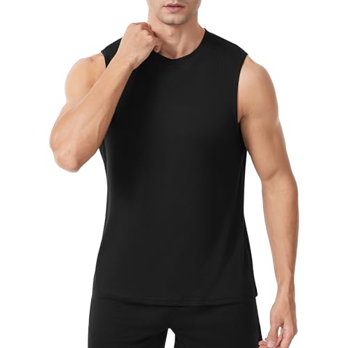 Herren Gym Tank Tops Workout Ärmellose Laufweste Athletisch Muskeltraining Bodybuilding Shirts Schwarz XL von LORSPORTCH