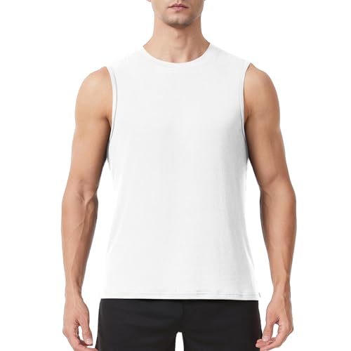 Herren Gym Tank Tops Workout Ärmellose Laufweste Athletisch Muskeltraining Bodybuilding Shirts Weiß XXL von LORSPORTCH