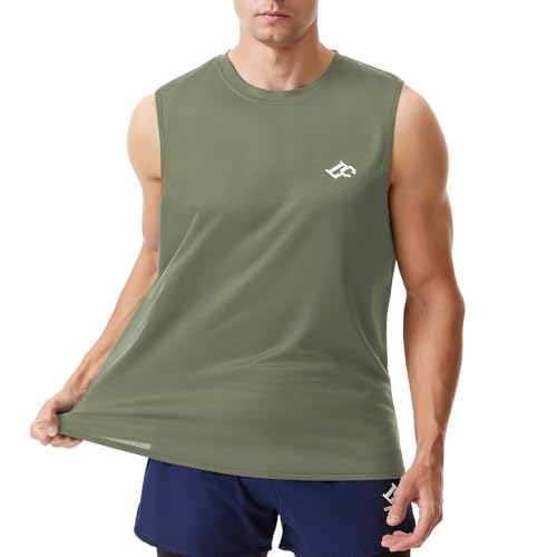 Herren Tank Tops Schnelltrocknend Gym Muscle Tees Fitness Laufweste Bodybuilding Ärmelloses T-Shirt Grün M von LORSPORTCH