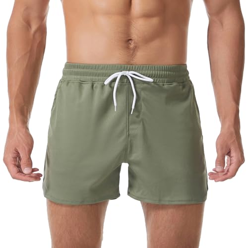 Herren 3 Zoll Laufshorts Schnell trocknend Athletisch Gym Workout Training Marathon Shorts Grün M von LORSPORTCH