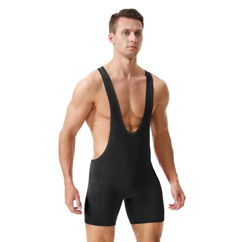 LORSPORTCH Wrestling-Singlets für Herren, Powerlifting-Singlet, ärmelloses Unterhemd, Active Bodysuit-Tanktop Schwarz XL von LORSPORTCH