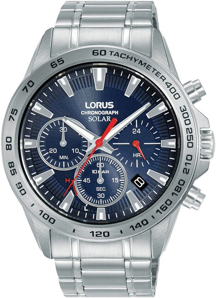 LORUS Chronograph RZ503AX9, Armbanduhr, Herrenuhr, Solar, Datum, Edelstahlarmband von LORUS