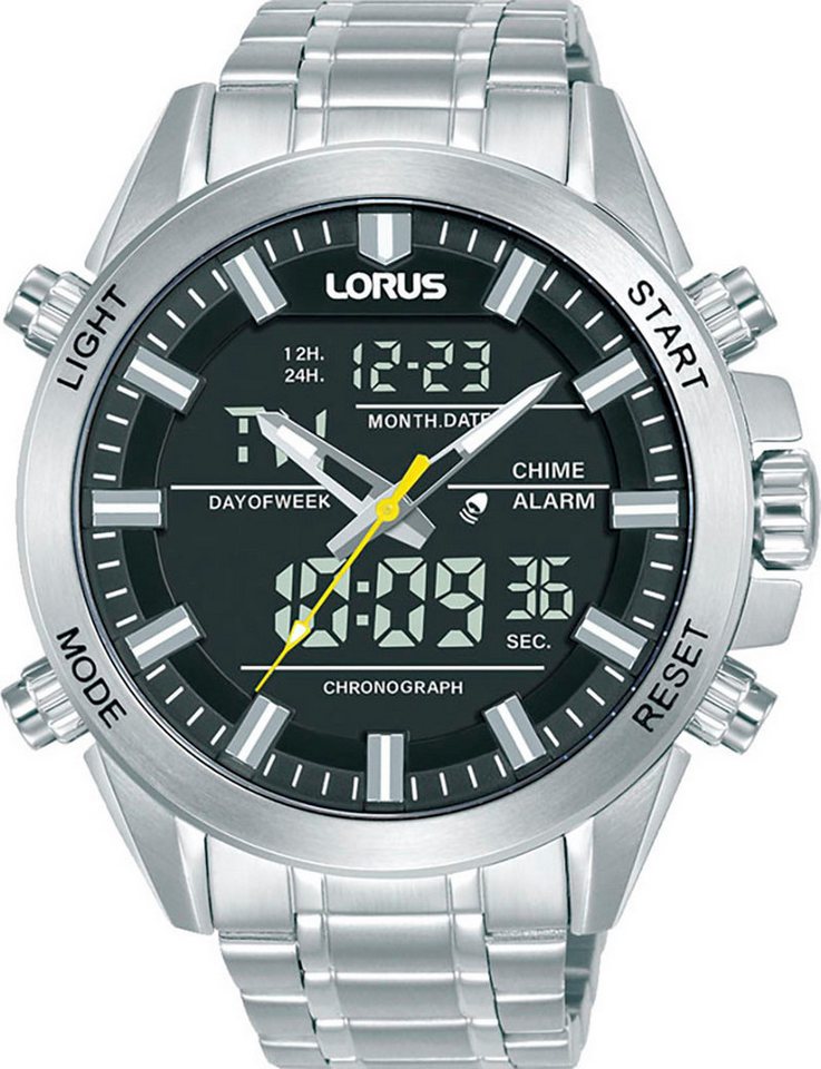 LORUS Digitaluhr RW663AX9, Quarzuhr, Armbanduhr, Herrenuhr, Edelstahlarmband, digital, analog von LORUS