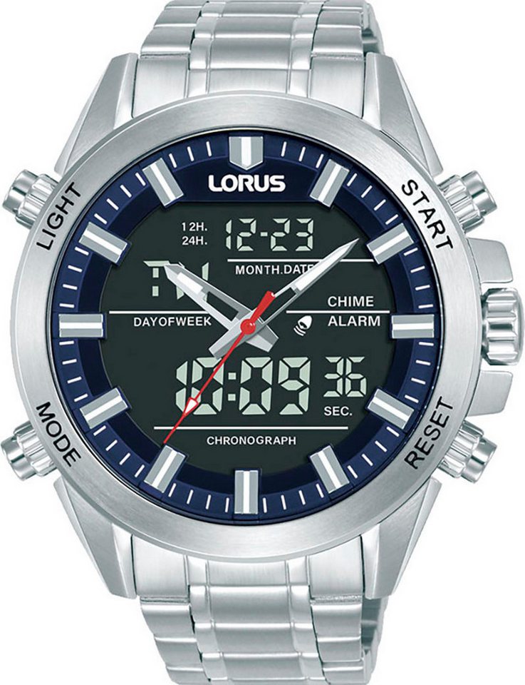 LORUS Digitaluhr RW665AX9, Quarzuhr, Armbanduhr, Herrenuhr, Edelstahlarmband, digital, analog von LORUS
