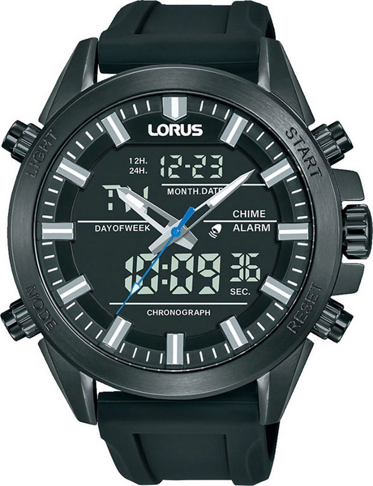 LORUS Digitaluhr RW671AX9, Quarzuhr, Armbanduhr, Herrenuhr, Silikonarmband, digital, analog, Tag von LORUS