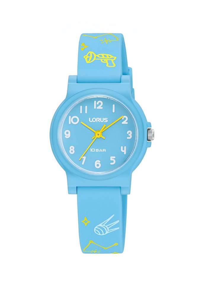 LORUS Quarzuhr Lorus Kids Raumschiff Sterne Hellblau, (Set) von LORUS