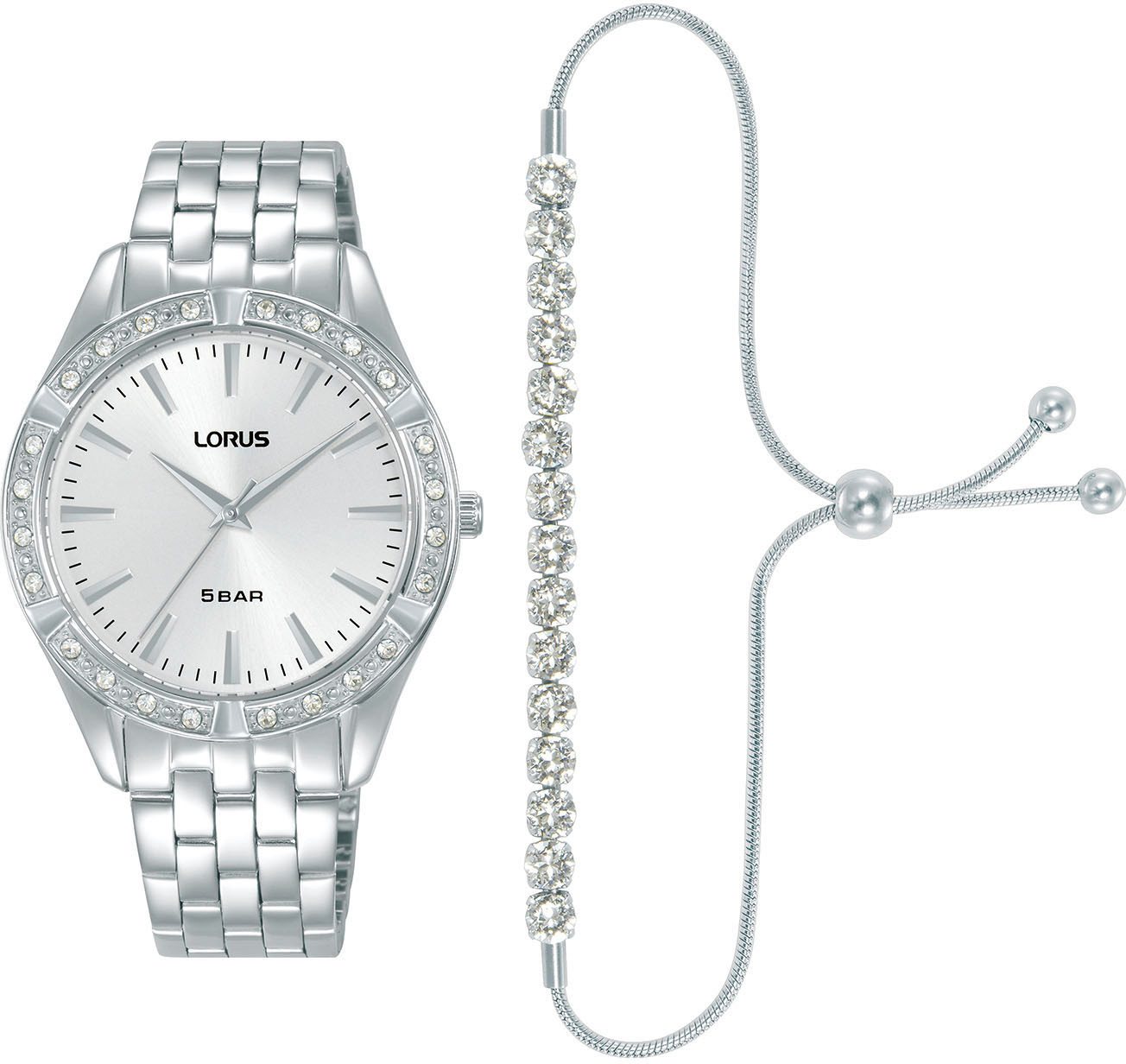 LORUS Quarzuhr RG289XX9, (Set, 2-tlg., mit passendem Schmuckarmband), Armbanduhr, Damenuhr, Edelstahlarmband, Ideal auch als Geschenk von LORUS