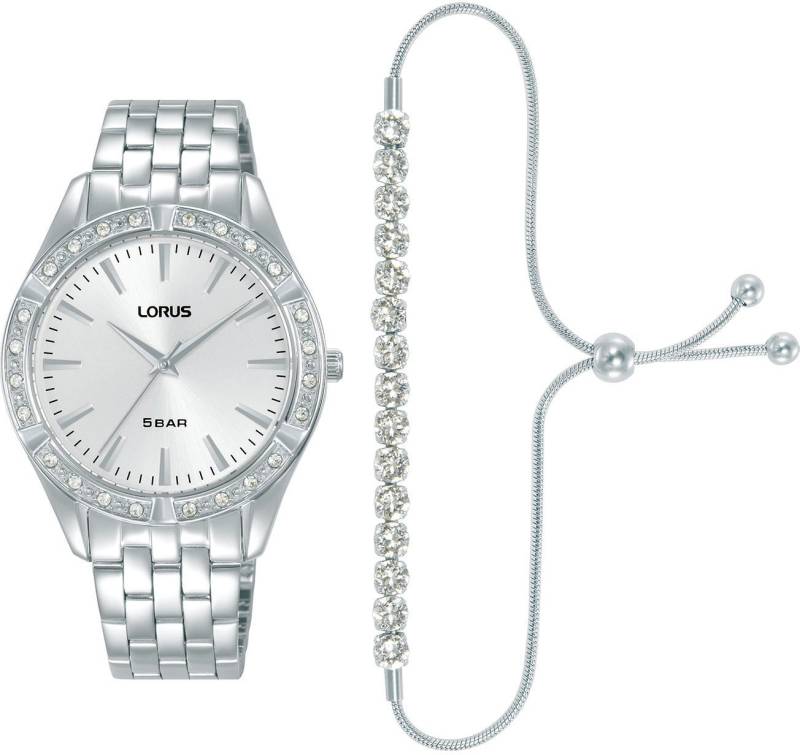 LORUS Quarzuhr RG289XX9, (Set, 2-tlg., mit passendem Schmuckarmband), Armbanduhr, Damenuhr, Edelstahlarmband, Ideal auch als Geschenk von LORUS