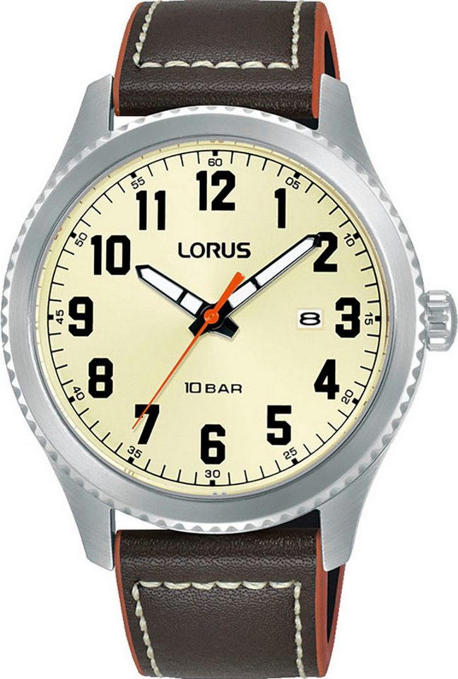 LORUS Quarzuhr RH987RX9, Armbanduhr, Herrenuhr, Lederarmband, analog, Tag von LORUS