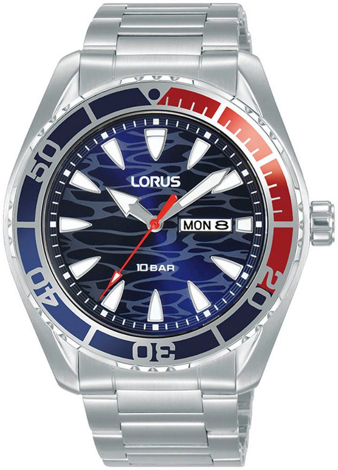 LORUS Quarzuhr Sports RH383AX9, Armbanduhr, Herrenuhr, Edelstahlarmband, analog, Wochentag, Tag von LORUS
