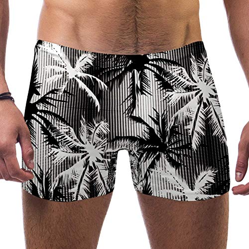 Lorvies Herren Badehose mit Kokosnuss-Palme, kurz, quadratische Beine, schnell trocknend, Größe S Gr. L/XL, multi von LORVIES