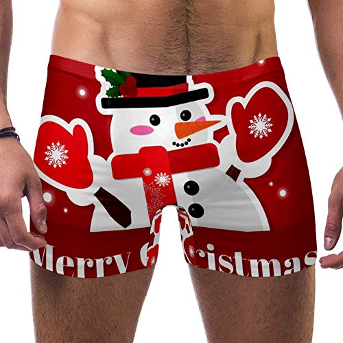 Lorvies Süßer Schneemann Merry Christmas Herren Schwimmhose Boxershorts kurz quadratisch Bein Badeanzug schnell trocknend Bademode, Größe S Gr. S 7-9, multi von LORVIES