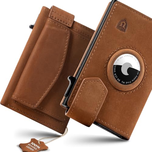 LORZOR AirTag Wallet mit XXL münzfach für 10+ Münzen, Geldbörse mit Magnetischer Verschluss, Slim Wallet mit Münzfach, TÜV Kartenetui RFID Schutz, Brieftasche Herren, Portemonnaie, AirTag Portmonee von LORZOR