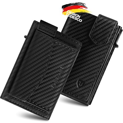 LORZOR Kartenetui mit XXL münzfach für 10+ Münzen, Slim Wallet mit Magnetischer Verschluss, Geldbörse Herren RFID Schutz, Portemonnaie Klein, Portmonee, Geldbeutel Herren Brieftasche für 10 Karten von LORZOR