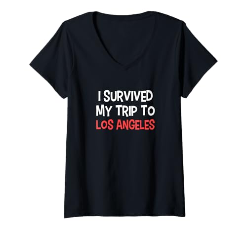 Damen Ich Habe Meine Reise nach LOS Angeles überlebt T-Shirt Simple City T-Shirt mit V-Ausschnitt Damen Ich Habe Meine Reise nach LOS Angeles überlebt T-Shirt Simple City T-Shirt mit V-Ausschnitt von LOS ANGELES Designs By ShirtZilla