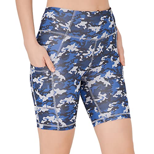 LOS OJOS Damen Biker camo Shorts, Kohle-True Navy, L EU von LOS OJOS