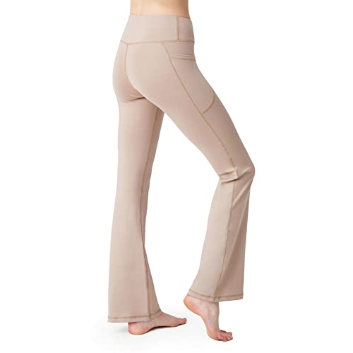 LOS OJOS Damen Bootcut Leggings, Beige, XL EU von LOS OJOS