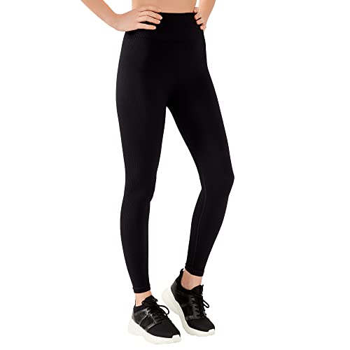 LOS OJOS Gerippte Hose für Frauen - Bauchfreie Ribbed Leggings mit hoher Taille für das Training von LOS OJOS