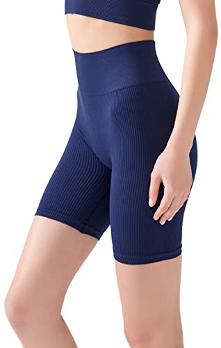 LOS OJOS Radlerhose Damen - Shorts mit hoher Taille - Nahtlos gerippte Biker Shorts mit hoher Taille von LOS OJOS