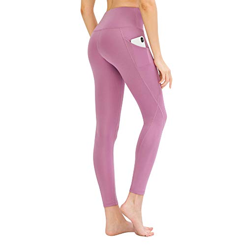 LOS OJOS Yogahose mit Taschen - Hohe Taille Bauchkontrolle Workout Leggings für Frauen, Damen, Orchid Haze, X-Large von LOS OJOS