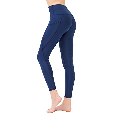 LOS OJOS Yogahose mit Taschen - Hohe Taille Bauchkontrolle Workout Leggings für Frauen, Damen, True Navy, X-Large von LOS OJOS