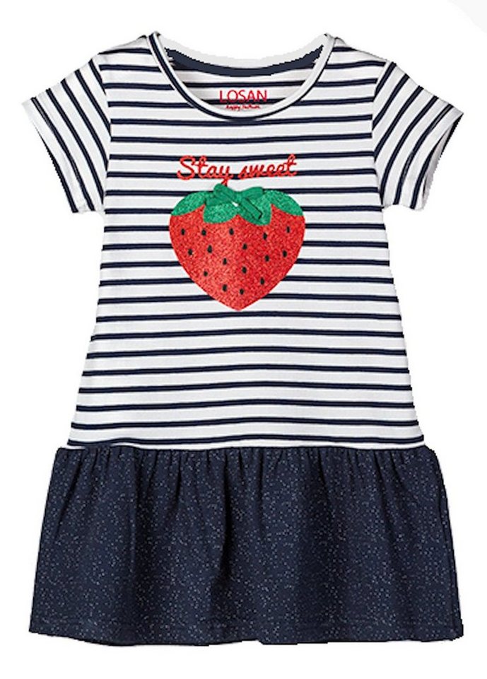 LOSAN A-Linien-Kleid Losan Sommerkleid Kleid Erdbeere Stay Sweet weiß marine (1-tlg) von Losan