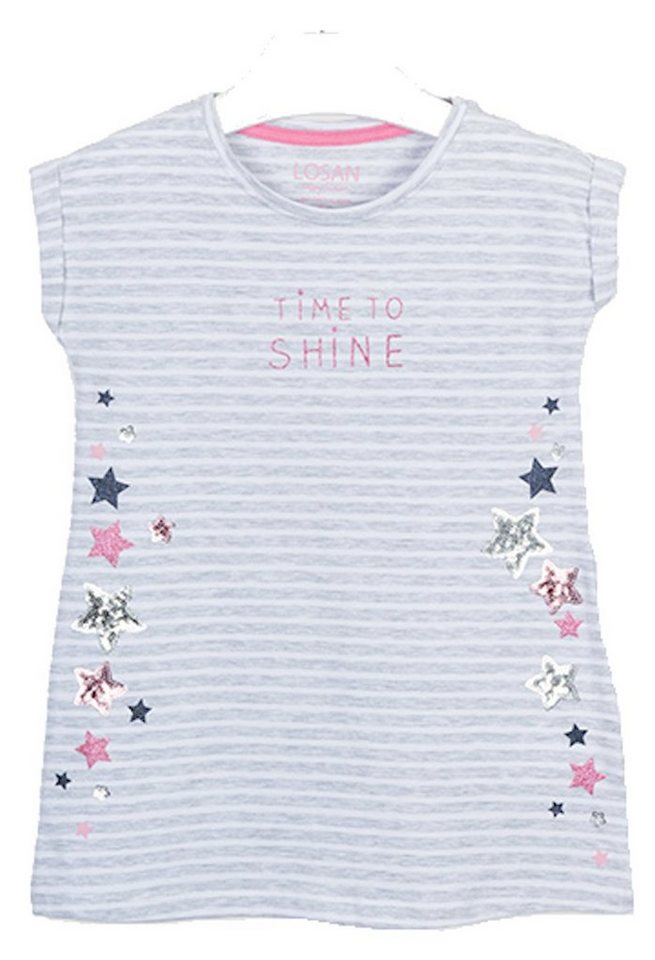 LOSAN A-Linien-Kleid Losan Sommerkleid Kleid Sterne light grey melange Streifen (kein Set, 1-tlg) Markenlabel von LOSAN