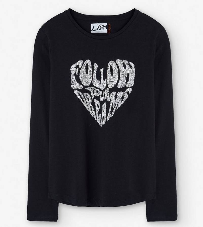 LOSAN Langarmshirt Losan Mädchen Langarmshirt Follow your Dreams schwarz (1-tlg) von LOSAN