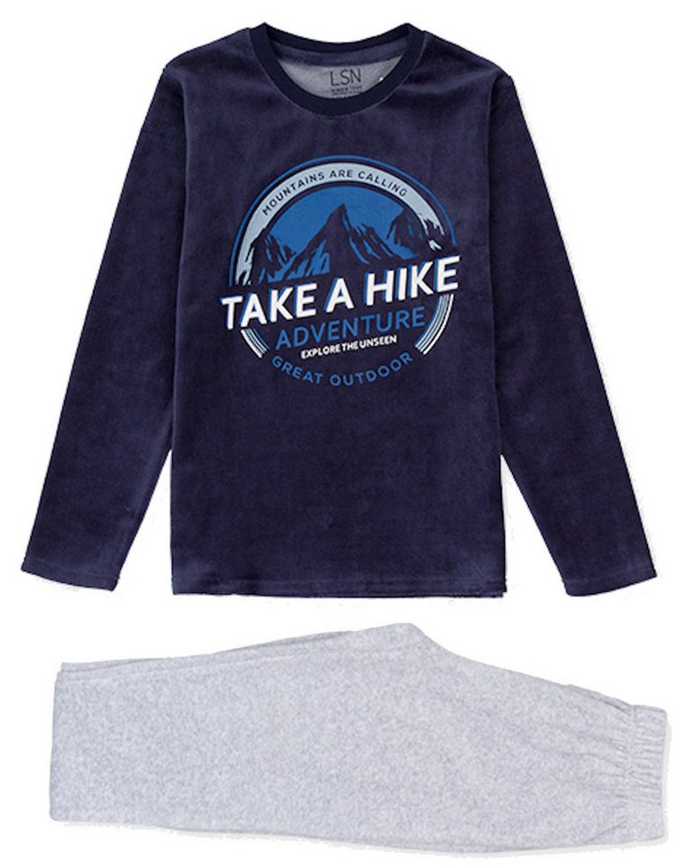 LOSAN Pyjama Losan Jungen Samt Schlafanzug lang Pyjama Bergabenteuer marino claro (3 tlg) von LOSAN