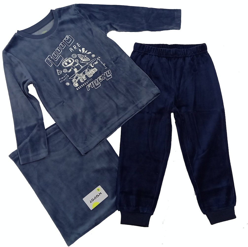 LOSAN Pyjama Losan Jungen Samt Schlafanzug lang Pyjama Robots blau (3 tlg) von LOSAN