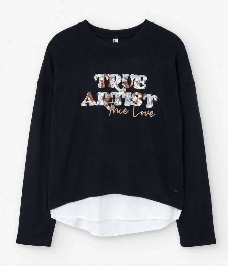 LOSAN Strickpullover Losan Mädchen Pullover Strickpullover Lagenlook schwarz (1-tlg) von LOSAN