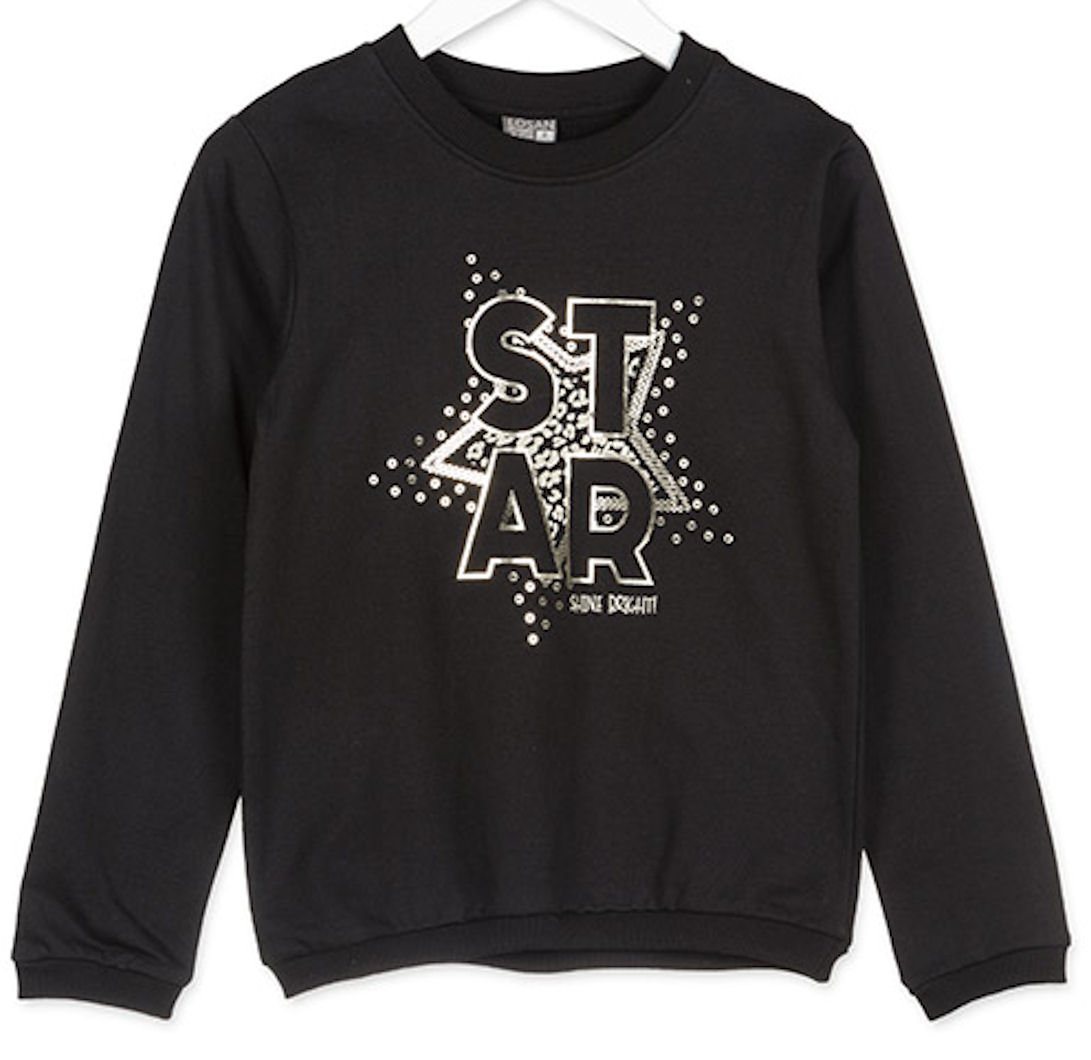 LOSAN Sweatshirt Losan Mädchen Sweatshirt Pullover Star shine bright schwarz (1-tlg) von LOSAN