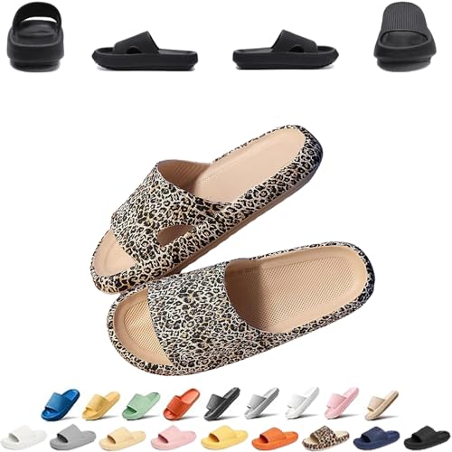 LOSD Pummy Damen Original, Wolkenschuhe Damen, Hausschuhe Damen, Schlappis Wolken Damen Original, Schlappys Schlappen Damen(Leopard-B,36/37) von LOSD