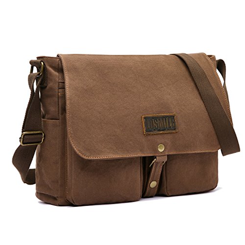 LOSMILE Herren Schultertasche,Leinwand Umhängetaschen,Canvas 15.6 Laptop Tasche,Schulranzen, für Schule und Arbeits. Große Größe. von LOSMILE