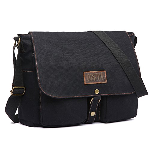 LOSMILE Herren Schultertasche,Leinwand Umhängetaschen,Canvas 15.6 Laptop Tasche,Schulranzen, für Schule und Arbeits. Große Größe. von LOSMILE