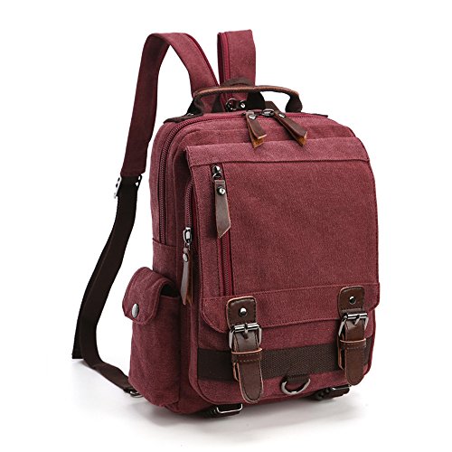 LOSMILE Vintage Rucksack Herren Damen Backpack canvas Daypacks Rucksäcke herrentasche segeltuchtasche Messenger Bag für Arbeit und Schule. (Lila) von LOSMILE