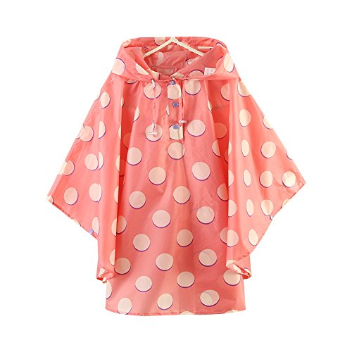 LOSORN ZPY Kinder Mädchen Punkt Regenjacke Regencape Baby Wasserdicht Regenmantel mit Kapuze (M (100-120cm), Rosa) von LOSORN ZPY