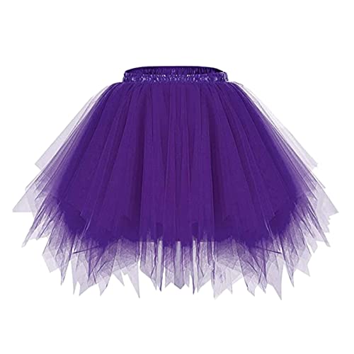 Ballett Tüllrock Damen, Klassisch Tutu Damen Rock 3 Lagig Elastisch Tüll Retro 50er Puffy Tütü Rock Minirock Rockabilly Tanzrock Partykleid Karneval Party Kostüm von LOSSLO