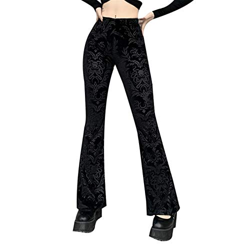 Gothic Hose Damen Schwarz ,Punk Hose Damen,Jeanshose Damen High Waist Cargohose Baggy Steampunk Retro Mittelalter Hose Jeans Lose Cargo Hosen Track Pants Streetwear Party Halloween Karneval Kleidung von LOSSLO