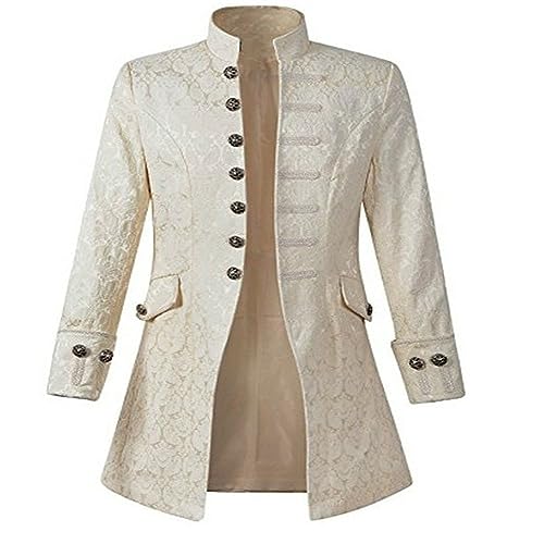 Herren Steampunk Frack Mantel ,Gothic Mantel Herren,Punk Vintage Jacke Jacquard Blazer Mittelalter Kleidung Gehrock Smokings Festlich Anzug Männer Cosplay Uniform Karneval Fasching Halloween Kostüm von LOSSLO