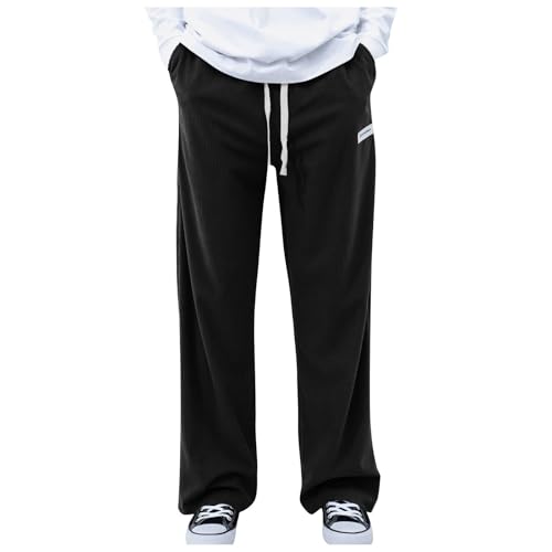 LOSSLO Cordhose Herren Baggy Hose Stretch mit Gummizug Sommer Freizeithose Lang Jogginghose Loose fit Modern Herrenhose Bequem Stoffhose Leichte Sommerhose Lose Gerade von LOSSLO