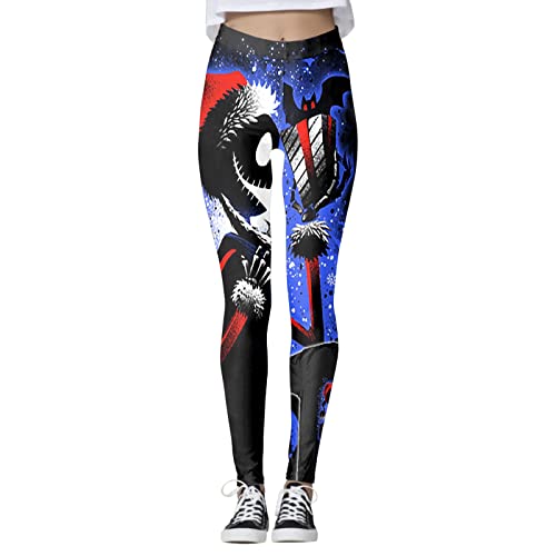 LOSSLO Gothic Hose Damen Schwarz,Punk Hose Damen,Leggings Damen High Waist Steampunk Retro Mittelalter Hose Totenkopf Print Pants Yogahose Fitnesshose Strumpfhose Streetwear Party Halloween Kostüm von LOSSLO