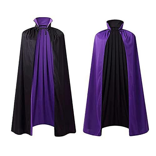 Halloween Kostüm Vampir Umhang mit Stehkragen Damen Herren Mittelalter Umhang Schwarz und Rot Cape Robe Vintage Gothic Mantel Vampirumhang für Erwachsene Karneval Fasching Cosplay Themenparty von LOSSLO