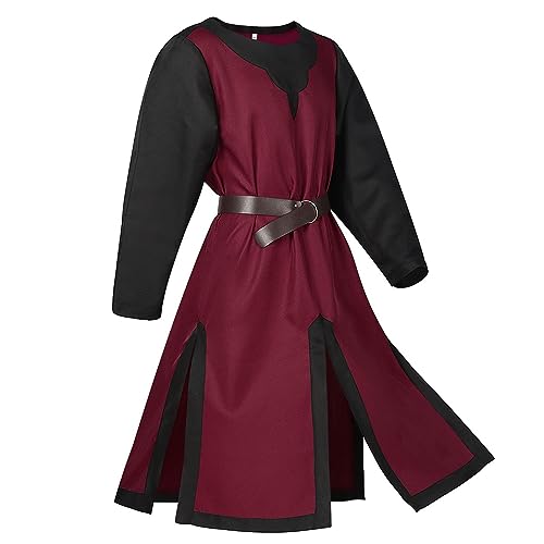 LOSSLO Mittelalter Ritter Kostüm,Tempelritter Wikinger Tunika,Gothic Mäntel Herren Vintage Viktorianischen Robe Männer Ritterkostüm Trenchcoat Cospaly Uniform Fasching Karneval Halloween Kleidung von LOSSLO