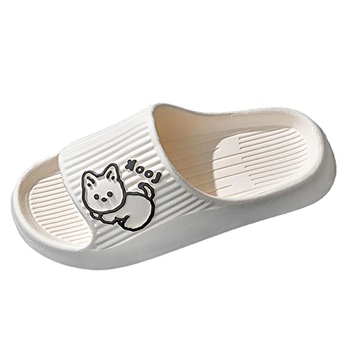 LOSSLO Hausschuhe Damen Sommer Katze Badeschuhe Super Weiche Cozy Slides Original rutschfeste Badeschlappen Unisex Herren Flip Flops Schlappen Pillow Wolken Slippers Garten für Innen und Außen von LOSSLO