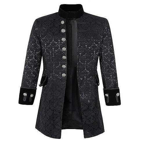 LOSSLO Steampunk Herren Frack,Mittelalter Kleidung Viktorianische Jacke Gothic Mantel Gehrock Mäntel Jacquard Anzug Viktorianischen Punk Männer Halloween Karneval Kostüm Herbst Winter von LOSSLO