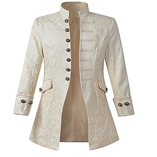 Steampunk Herren Frack,Mittelalter Kleidung Viktorianische Jacke Gothic Mantel Gehrock Mäntel Jacquard Anzug Viktorianischen Punk Männer Halloween Karneval Kostüm Herbst Winter von LOSSLO