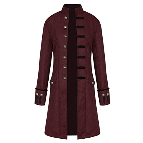 Steampunk Herren Frack,Mittelalter Kleidung Viktorianische Jacke Gothic Mantel Gehrock Mäntel Viktorianischen Trenchcoat mit Stehkragen Punk Männer Cosplay Fasching Halloween Karneval Kostüm von LOSSLO